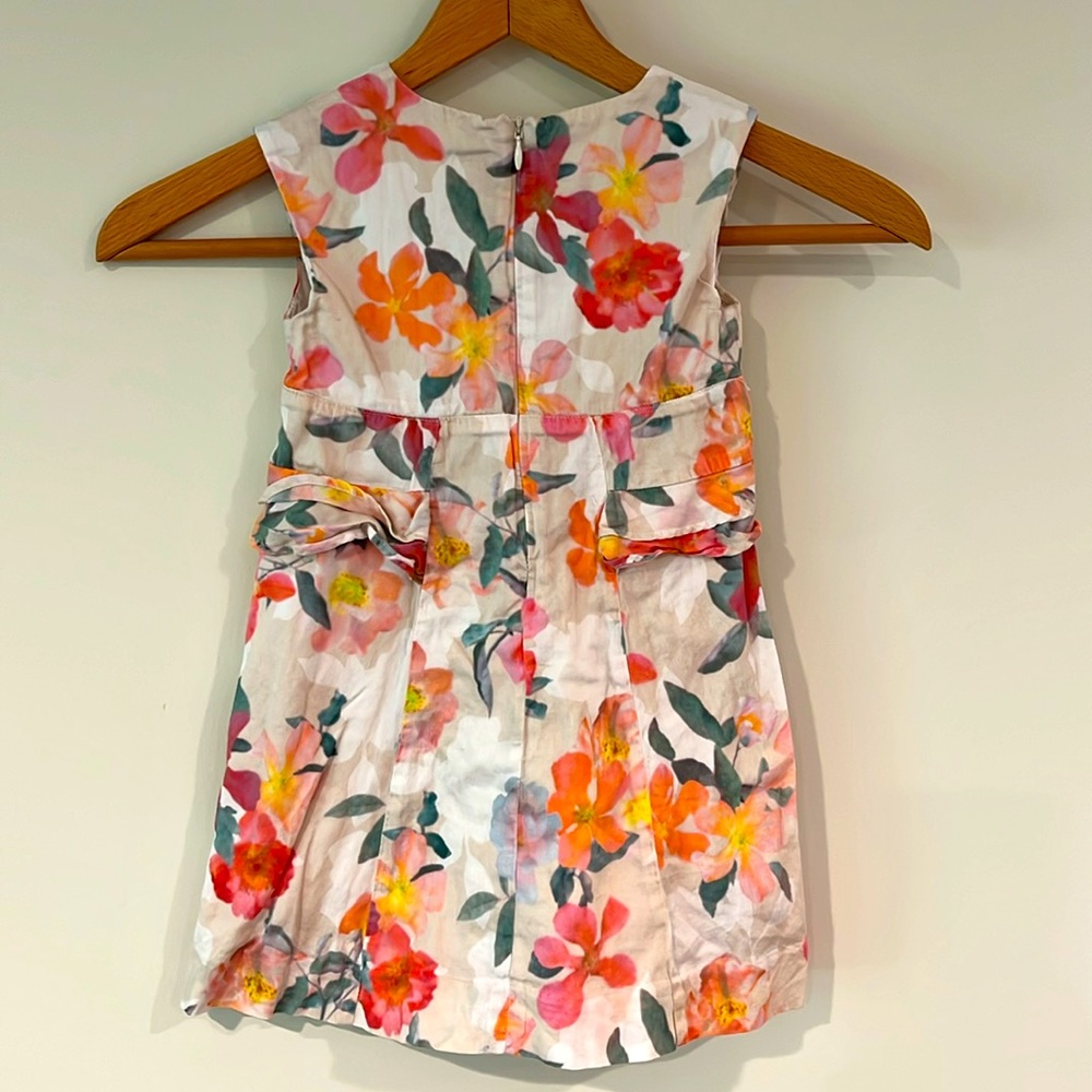 TEA Toddler 3T Sleeveless Dress Flowy Floral Ruffles Cotton Pink Orange Zipper - Picture 8 of 10